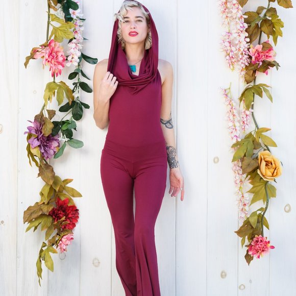 NEW!! Red Suede Hooded Jumpsuit - Warrior Within - Picture 2 of 8
